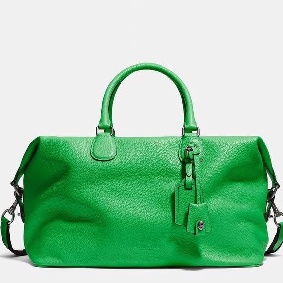 Coach Green Pebble Leather ‘Voyager’ Weekend Bag - Picture 1 of 16